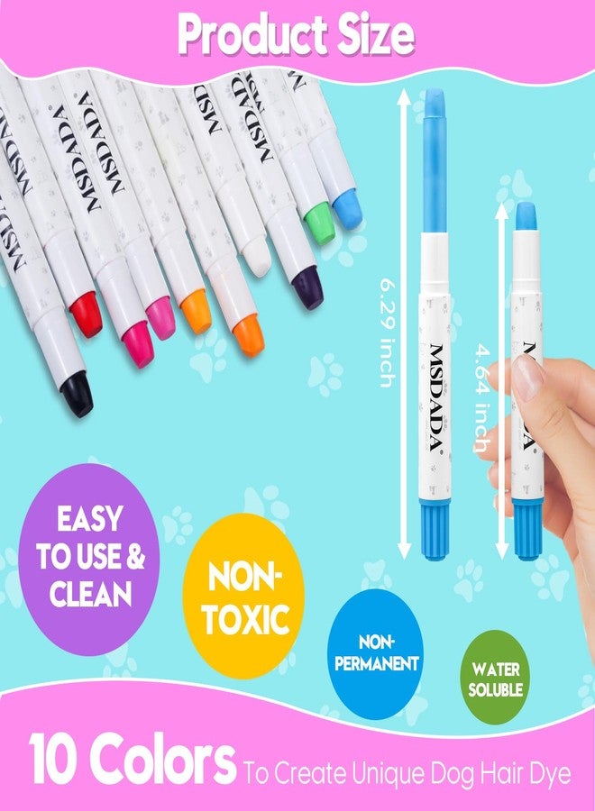 MSDADA Washable Dog Hair Dye Paint Temporary Pet Fur Markers Dog Safe Hair Color Crayons for Small to Large Boy & Girl Puppy Stuff Accessories, Funny Birthday to Cat Lovers (10 Pcs) - Image 2